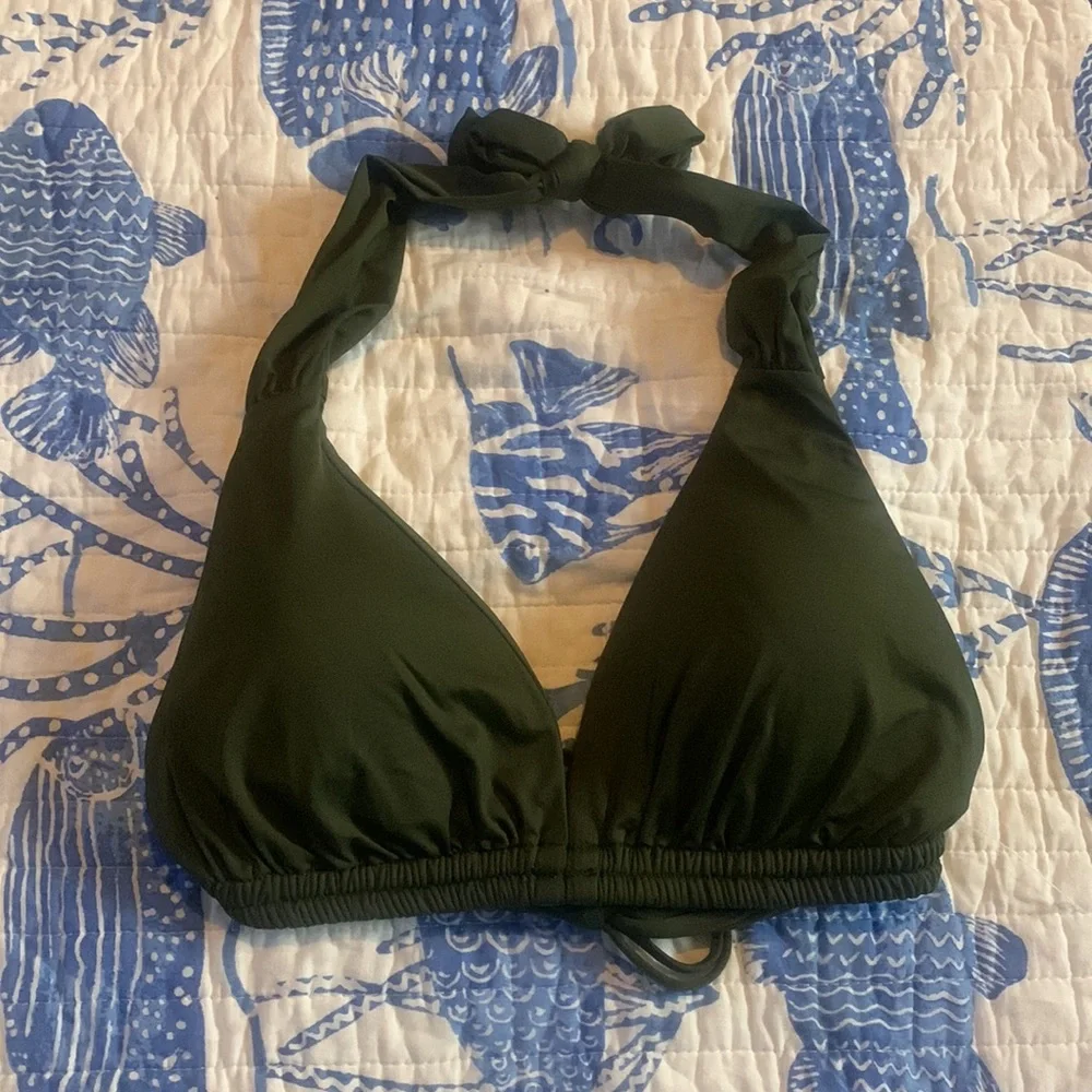 Becca by Rebecca Virtue Olive Green  Code High Neck Bikini Top Size D new no tag - Picture 4 of 9